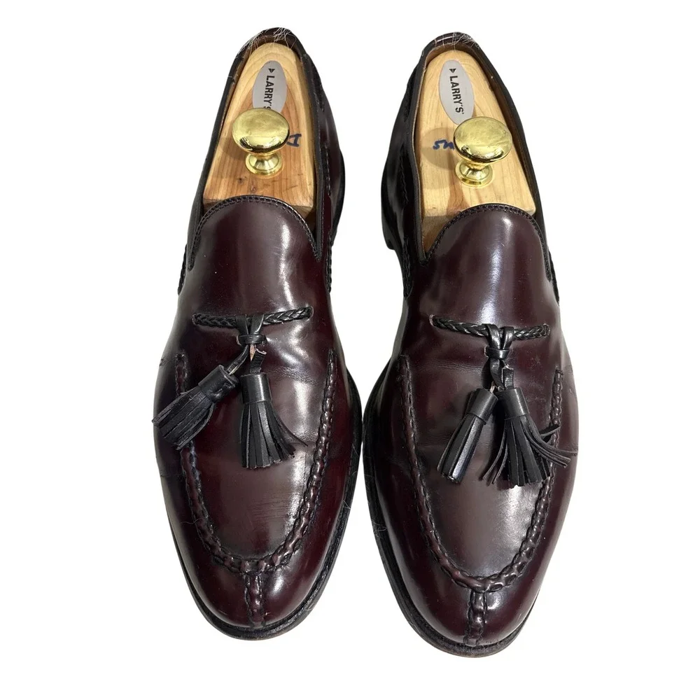 Allen Edmonds Pembroke Mens Burgundy Shell Cordovan Tassel Loafers 10 D USA Made
